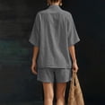 thumbnail image 5 of Bovxnpu Women 2 Piece Loungewear Set Beach Vacation Sweatsuit Tracksuit Set Women's Short Sleeve Shorts V Neck Cotton Linen Shirt Casual Wear Set Summer Outfits, 5 of 9