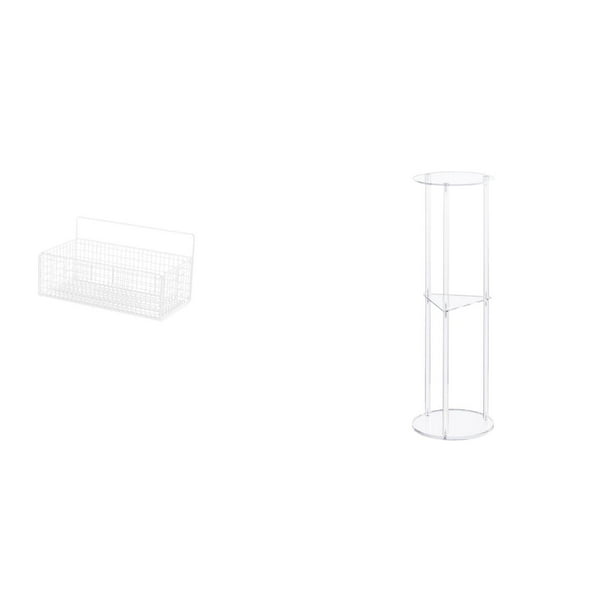 Cesta De Almacenamiento De Alambre Flotante Y Mesa Auxiliar De Acrílico Transparente Para Cocina, Baño, Sala De Estar, Oficina, Balcón, Decoración De Espacios Pequeños, Fácil De Montar.