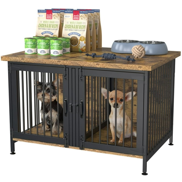 GDLF Double Dog Crate with Divider for 1 or 2 dogs, Indoor Kennel Cage