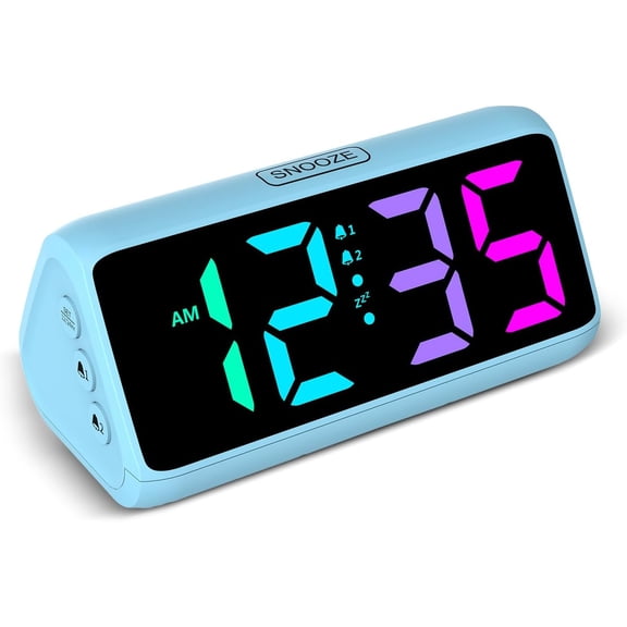 CozyNestFinds Loud Alarm Clock for Heavy Sleepers, RGB Alarm Clocks for Bedrooms Seniors Kids, Plug in Digital Clock with 5 Dimmers, 2 Alarms, 4 Volumes and Snooze