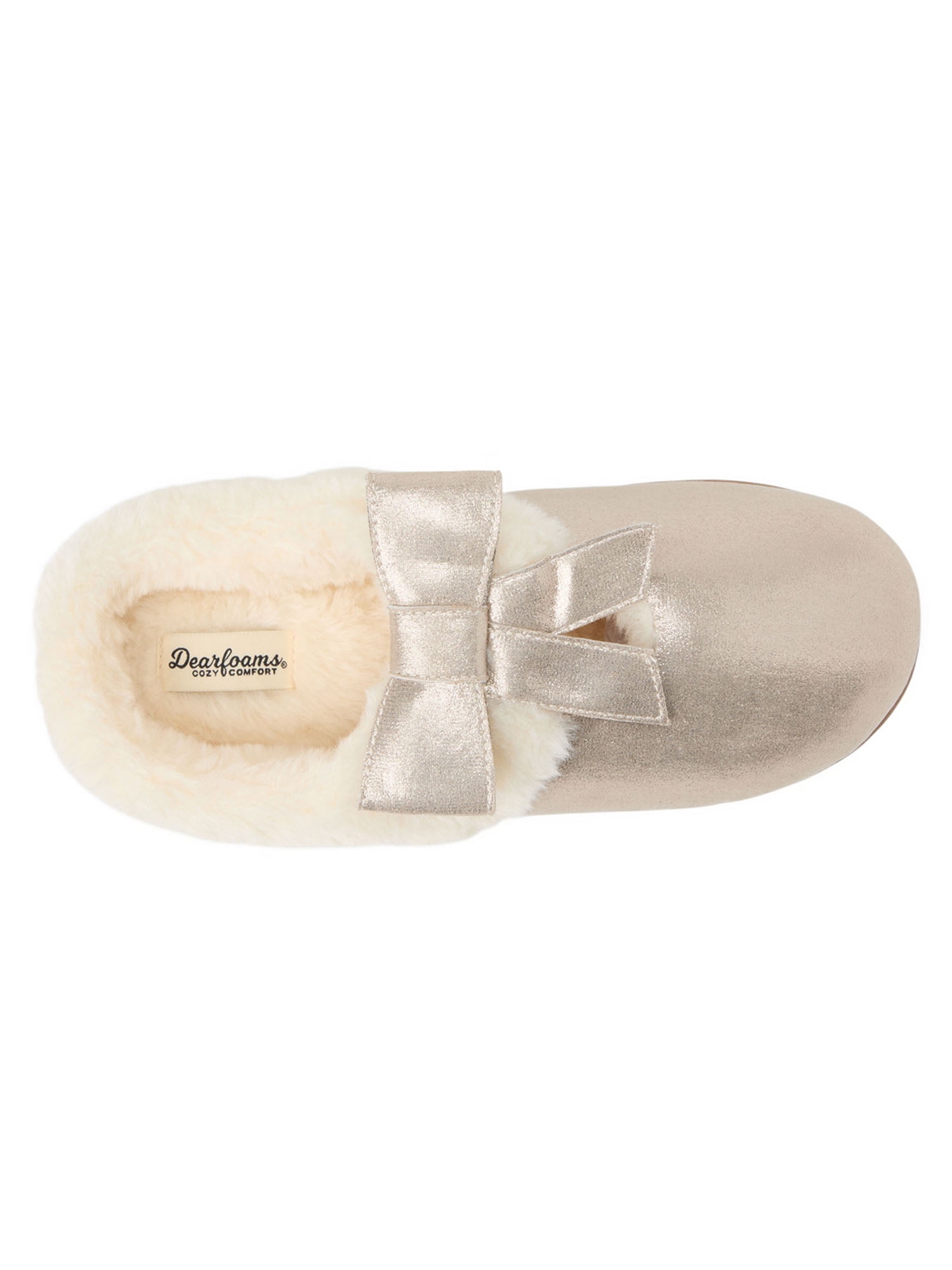 Dearfoams Cozy Comfort Women's Mary Jane Bow Slip On Scuff Slippers