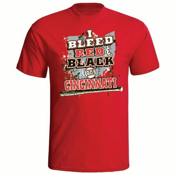cincinnati baseball "i bleed red & black go cincinnati!" t-shirt