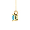 thumbnail image 2 of 3.0 ct Brilliant Princess Cut Solitaire Turquoise 14k Yellow Solid Gold Everyday Affordable Designer Necklace Pendant with 16" Chain, 2 of 6