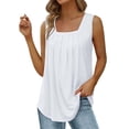 thumbnail image 2 of MITCOWBOY Hauts pour Femmes, Hauts d'Été pour Femmes Col Carré Manches Courtes Décontractées, Chemises pour Femmes, Chemises Roses pour Femmes, Blanc 3TG (Liquidation), 2 of 8