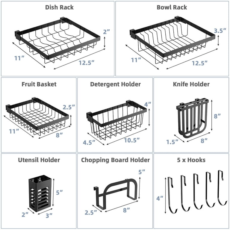 Costway Silver and Black Drying Dish Rack Detachable 2 Tier Dish