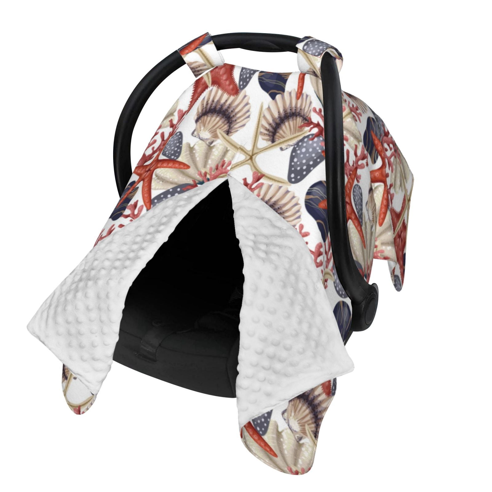 Naloa Starfish Shell Baby Car Seat Cover, Breathable Baby Carrier Cover, Multiuse Baby Carrier Cover & Nursing Breastfeeding Cover