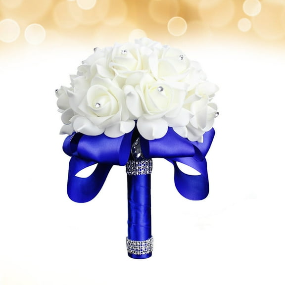 MLINS  Simulated Bouquet Small Wedding Bouquets Bride Bridesmaids Flowers Bridal Blue