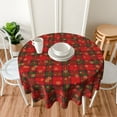 thumbnail image 6 of Christmas Tablecloth Red Green Buffalo Plaid Round Tablecloth 60 Inch, Rustic Farmhouse Winter Snowflake Table Cloth Washable Wipeable Polyester Fabric Table Cover for Xmas Holiday Party Kitchen Decor, 6 of 14