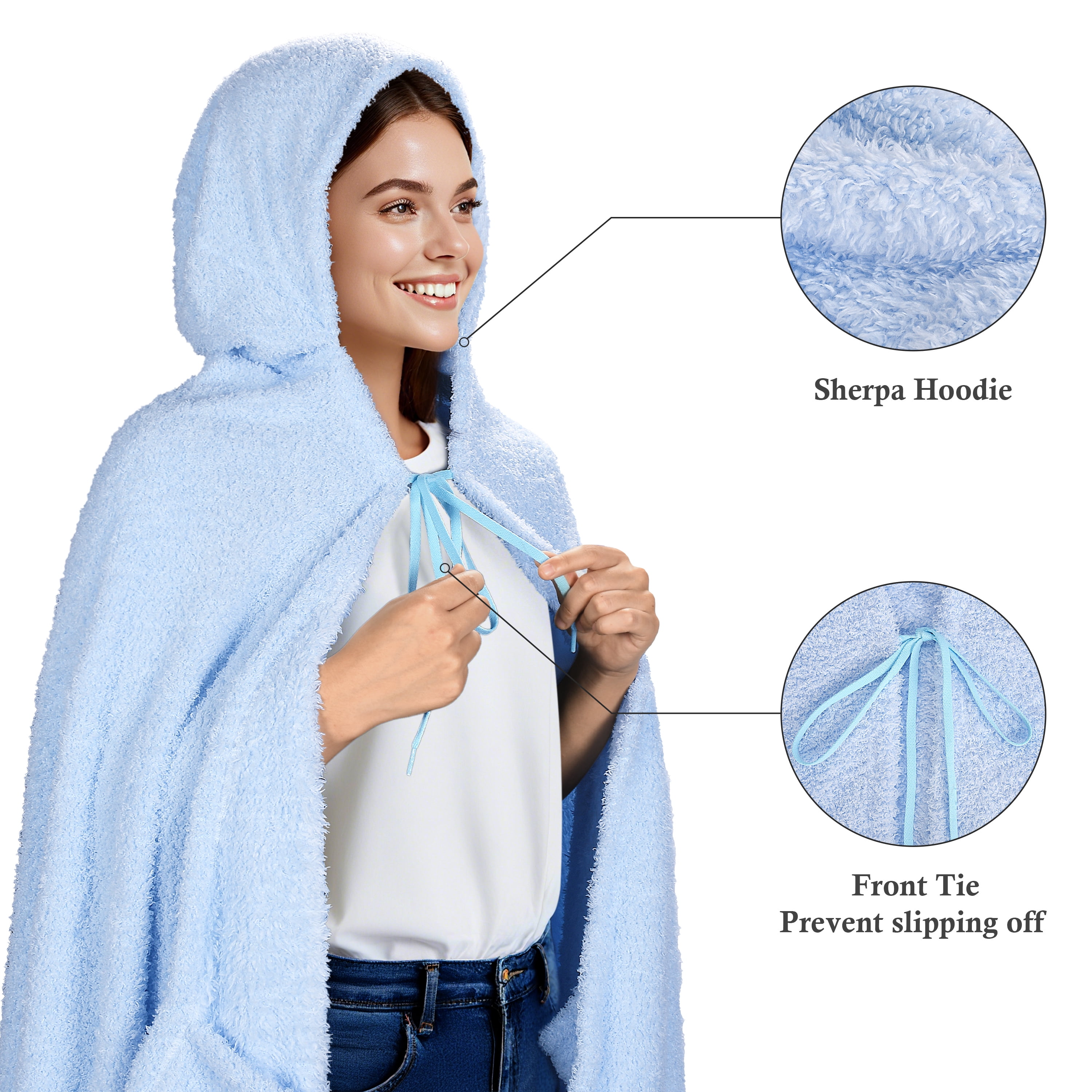 Catalonia Hooded Wearable Blanket Poncho for Adults, Lightweight Fleece Cape with Hand Pockets, Cozy Plush Throw Wrap for Women, Perfect for Lounging, Gifts Ideas