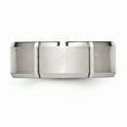 thumbnail image 3 of Stainless Steel Beveled Edge Grooved 8mm Brushed/Polished Wedding Band - Size 12.5, 3 of 5