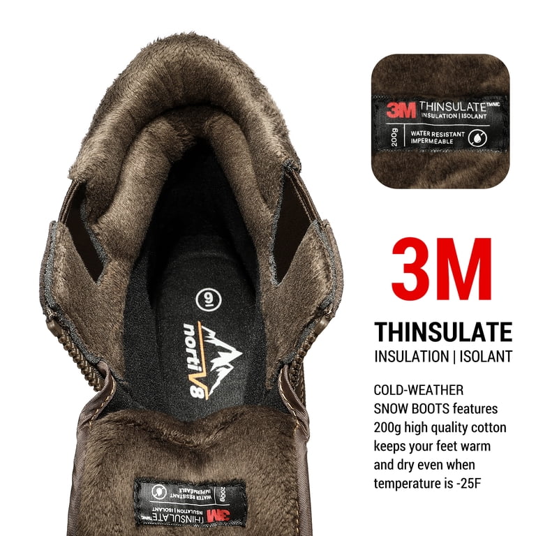 NORTIV8 Mens Winter Warm Insulated Waterproof Snow Boots 
