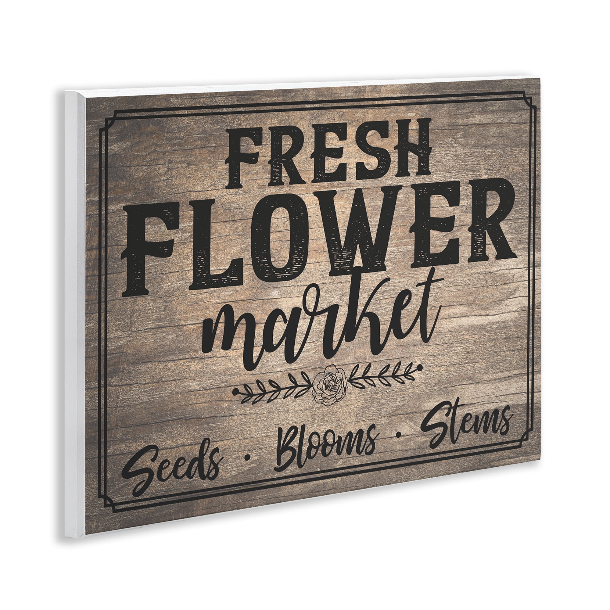 Stupell Industries Rustic Flower Market Text & Numbers Painting Unframed Art Print Wall Art, 14 x 11
