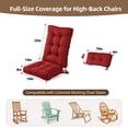 thumbnail image 4 of Millsilo 3-Piece High Back Rocking Chair Cushion Set, 52" Seat & Back Support with Detachable Neck Pillow, Non -Slip Bottom & Ties— Red, 4 of 8