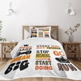 thumbnail image 3 of Ambesonne Fitness Quilted Bedspread Set 2 Pcs, Positive Words, Twin Size, Orange Yellow Black, 3 of 6