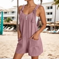thumbnail image 2 of Qicasul Women Jumpsuit for Summer Casual Fashion Sleeveless Jumpsuit With Button Front And Shorts Strappy Romper Overall For Daily Wear Pink XXXL, 2 of 5