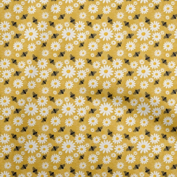 oneOone Cotton Silk Yellow Fabric Honey Bees Sewing Fabric By The Yard Printed Diy Clothing Sewing Supplies 42 Inch Wide