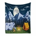 thumbnail image 1 of RV Soft Flannel Fleece Blanket, Outdoors Activity Themed Camping Area Image in the Woods with a Cozy Tent and Campfire, Cozy Plush for Indoor and Outdoor Use, 70" x 90", Multicolor, by Ambesonne, 1 of 6
