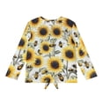 thumbnail image 5 of Xoenoiee Sunflower Bee Print Girls Long Sleeve Shirts Tie Hem Fall T-Shirt Round Neck Tops Blouse Pullover Tunic Outfits Fall Clothes, 5-6 Year, 5 of 7