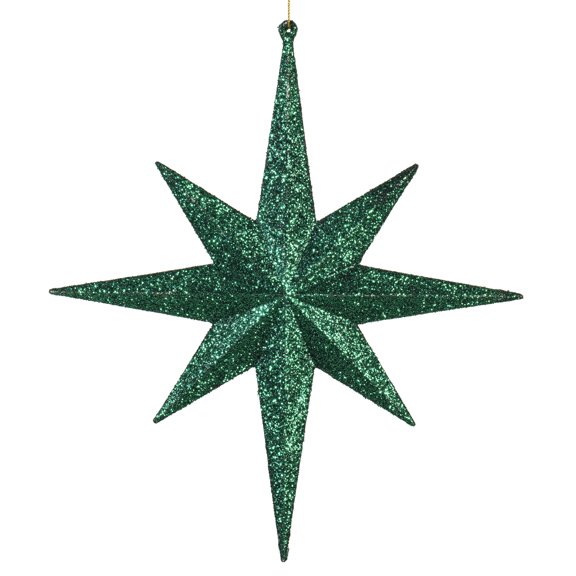 Vickerman 12" Emerald Iridescent Glitter Bethlehem Star Christmas Ornament, 2 per Box
