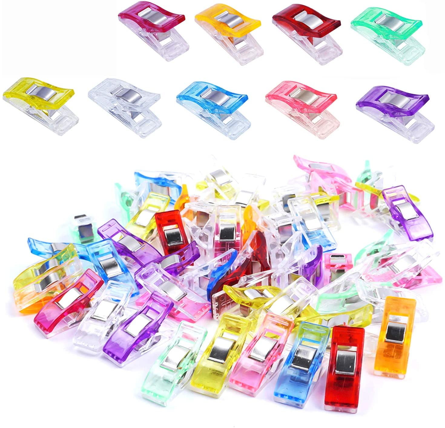 50 Pack-1.1 0.6 Sewing Clips Multi-Color for Sewing Craft Clamps,Crafting,Crochet and Knitting,All Purpose Clips for Quilting Binding Clips,Fabric Clips,Paper Clips,Blinder Clips Red 0.4 