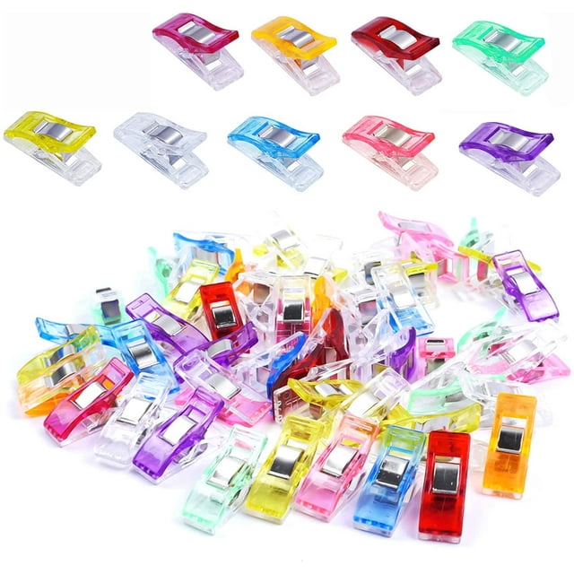 100 PCS Multipurpose Sewing Clips for Fabric, Colorful Plastic Wander Clips