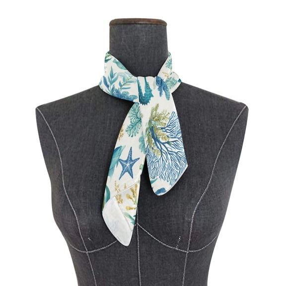 Square Scarf 24x24 Inch Underwater Botanical Pattern Silky Satin Sun Protection Neck Scarf for Women Multi-Purpose Head Wrap Bandana for Hair Bag Decoration