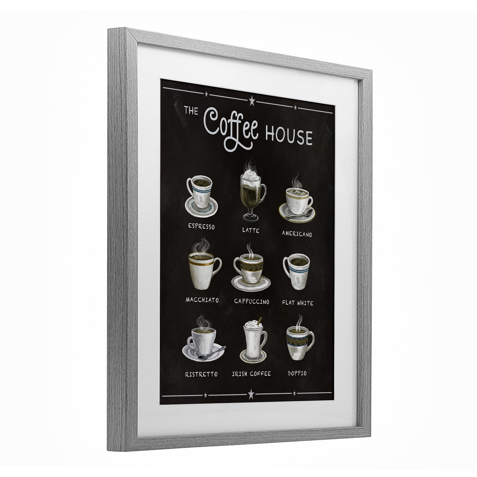 Stupell Industries The Coffee House Menu Gray Framed Print Under Glass, design by Conrad Knutsen