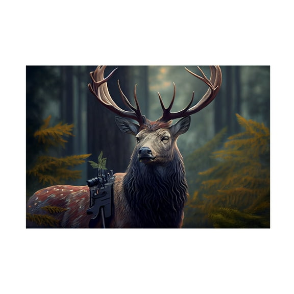 Canvas Wall Art - Sasha 'Warrior Deer I' Wall Art for Living Room, Bedroom, or Office Décor by Trademark Fine Art - 19 x 12 Inches