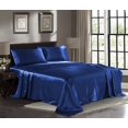 thumbnail image 1 of Sábanas De Satén Twin [3 Piezas Azul Marino] Sábanas De Lujo Sedosas De Hotel – Juego De Sábanas De Microfibra Extra Suave 1800 Resistente A Las Arrugas Y A Las Manchas – Sábana Bajera Ajustable Con B, 1 of 1