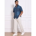thumbnail image 2 of DARING DIVA Men's Denim Chest Pockets Western Retro Short Sleeve Shirts M Dark Blue, 2 of 7