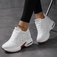 thumbnail image 5 of Willtoo Women's Platform Hidden Wedge Fashion Sneakers Lace‑Up Faux Leather Height‑Boost Walking Shoes, Non Slip Comfortable Casual Sport Shoes, 5 of 5