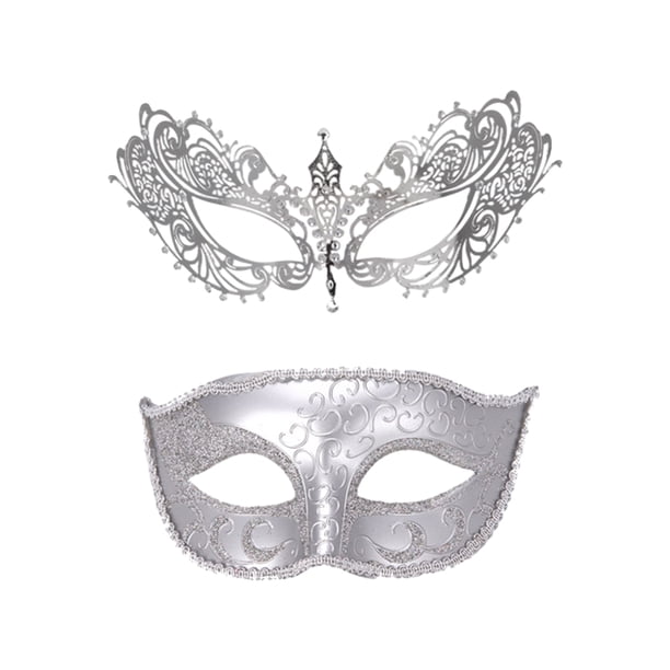 Kearding Máscara facial de mascarada de buena sensación de mano ABS 2 uds para eventos de graduación y fiesta máscaras de mascarada inodoras Kits de decoración para fiestas estilo 14