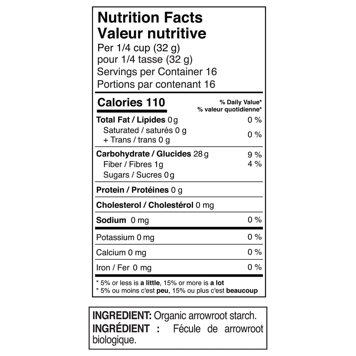 Namaste Foods Raw Goods, Gluten Free, Organic Arrowroot Starch, 18 oz. Bag, Raw Ingredient