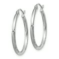 thumbnail image 2 of 14k White Gold Satin and Diamond-cut 2mm Round Hoop Earrings TC197, 2 of 4