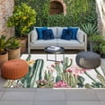 thumbnail image 2 of Green Cactus Outdoor Rug for Patio/Deck/Porch, Non-Slip Large Area Rug 5 x 7 Ft, Spring Floral Watercolor Botanical Indoor Outdoor Rugs Washable Area Rugs, Reversible Camping Rug Carpet Runner, 2 of 8