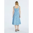 thumbnail image 3 of Free Assembly Women's and Women's Plus Embroidered Hearts Denim Panel Midi Dress, Sizes XS- 4X, 3 of 5