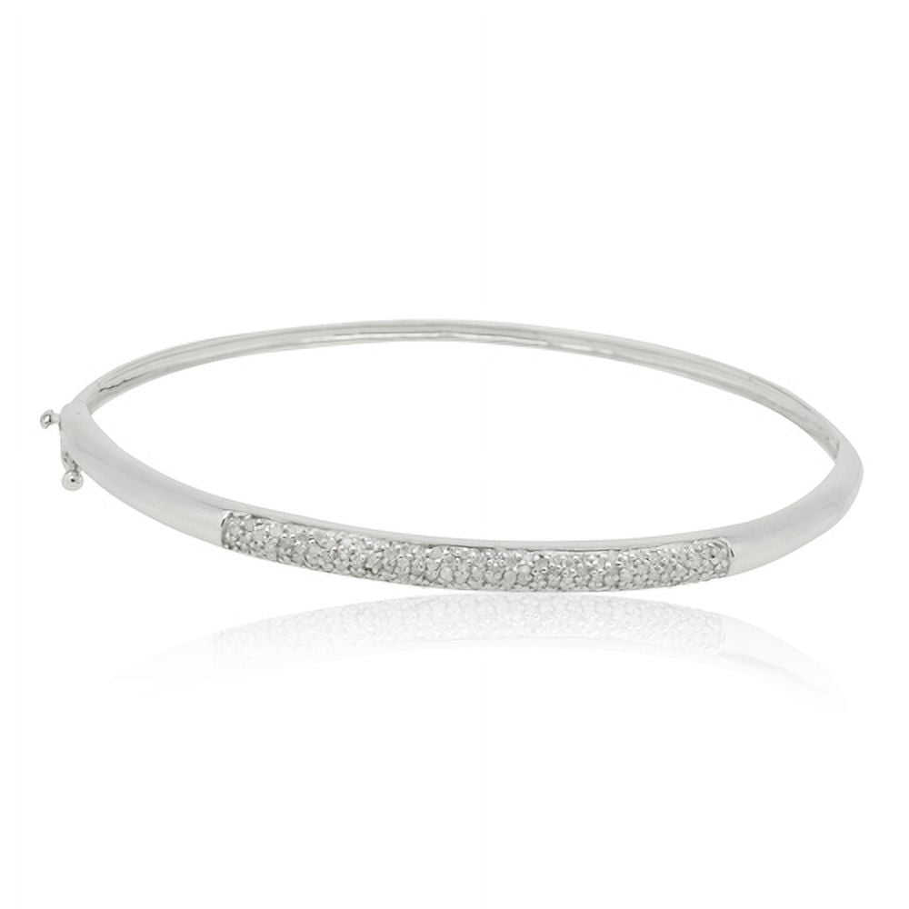 14K White Gold 0.50 CTTW Diamond Fashion Bangle