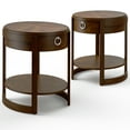 thumbnail image 1 of Costway 2PCS Table de Chevet avec Étagère Tiroir Accents Classiques Table de Chevet Noyer Elliptique, 1 of 10