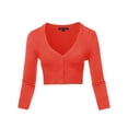 thumbnail image 1 of A2Y Women's Solid Cropped Bolero 3/4 Sleeve Button Down V-Neck Cardigan Sweater Fiesta 4XL, 1 of 5