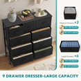 thumbnail image 4 of 9 Drawer Storage Dresser with Wood Top - Wide Fabric Chest Organizer for Bedroom, Closet, Living Room,Tower Cabinet, TV Stand, Hallway Entryway Furniture,Carbon Black, 4 of 6