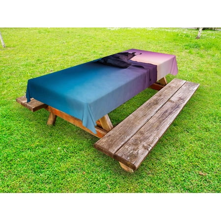 

Nature Outdoor Tablecloth Bonsai Rock in Lake Tahoe Tropical Surreal Scenery Exotic Vivid Colors Artwork Decorative Washable Fabric Picnic Tablecloth 58 X 120 Inches Purple Grey Blue by Ambesonne