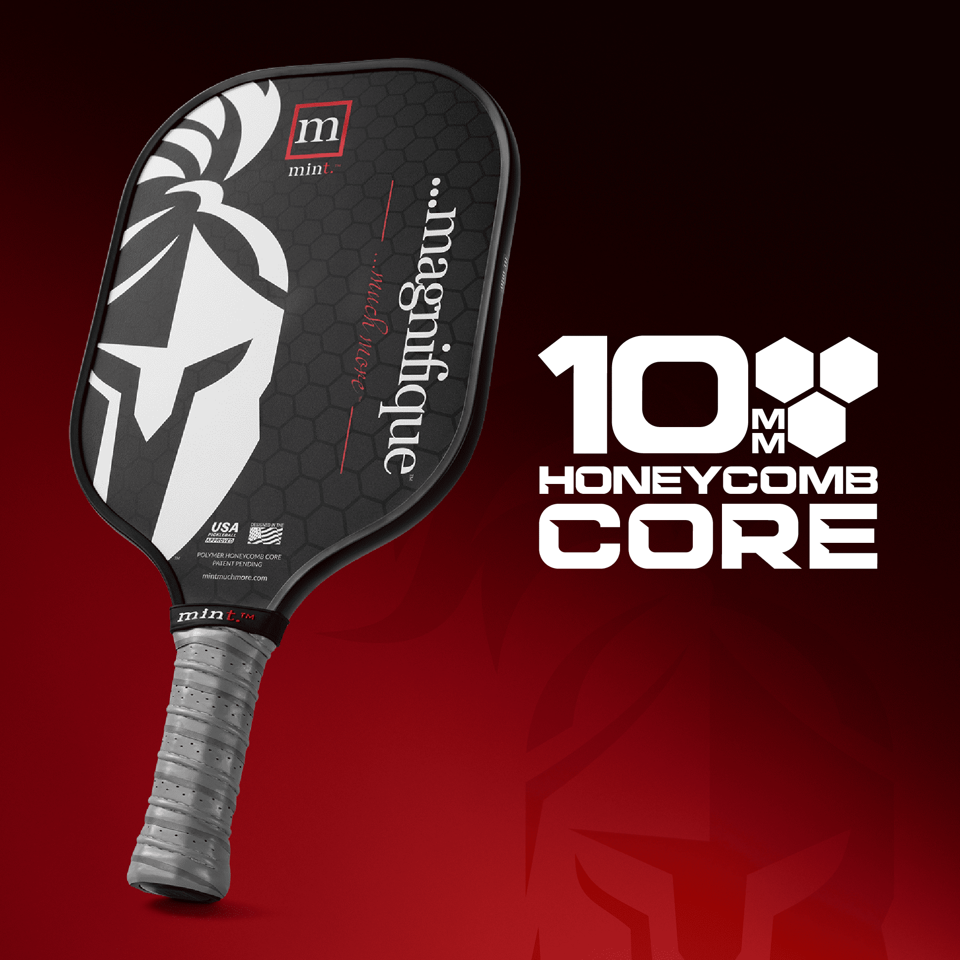 Mint Sport Magnifique Pickleball Paddle – 12K Carbon Fiber Pickleball Paddle with 10mm Polypropylene Core, Textured Spin Surface, PVC Edge Guard, USAPA Approved for Advanced Players