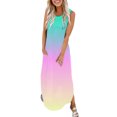 thumbnail image 1 of B91xZ Robe d'Été Sans Manches pour Femmes Mode Manches Bouffantes Robe à Volants Robe d'Été d'Hiver de Plage, Rose m, 1 of 4