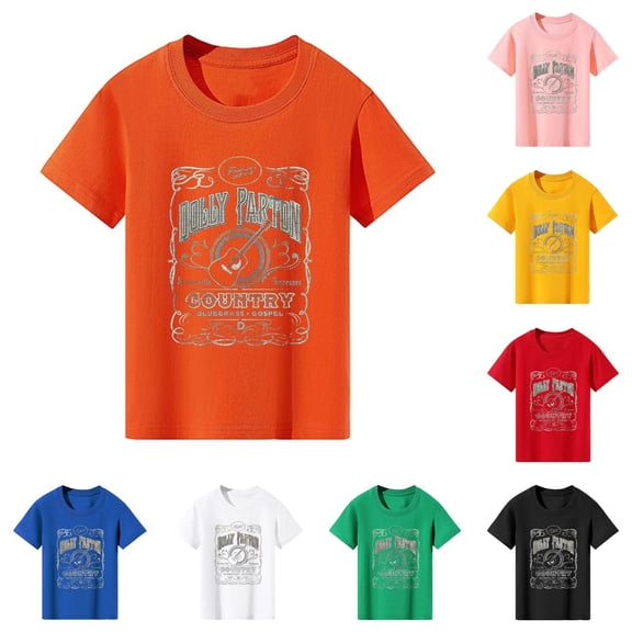 JCCXIN Kids Dolly Tennessee Country Guitar Graphic Tee, Vintage Country Music T-Shirt For Boys Girls 2-10Y