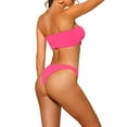 thumbnail image 3 of Conjuntos de bikini de banda para mujer, sin tirantes con lazo acanalado y parte inferior, traje de baño de 2 piezas, color rosa caliente grande, 3 of 5