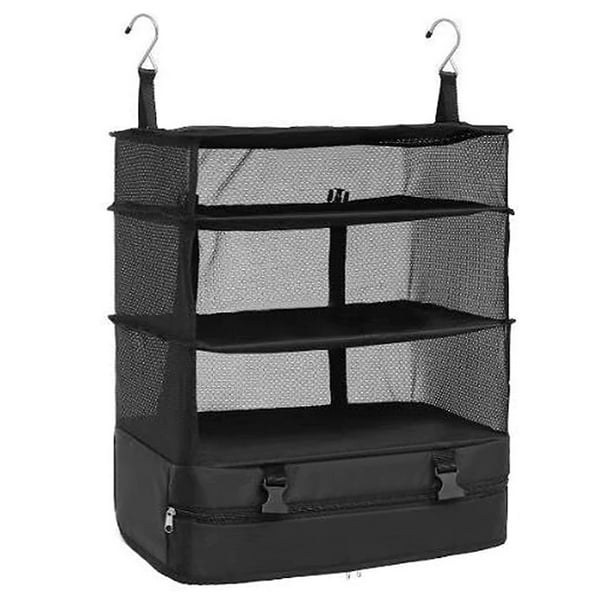 Eigraketly Bolsa de malla de almacenamiento al aire libre plegable portátil 3 capas puerta 2 ganchos cremallera bolsillo colgante pesca Camping carpas