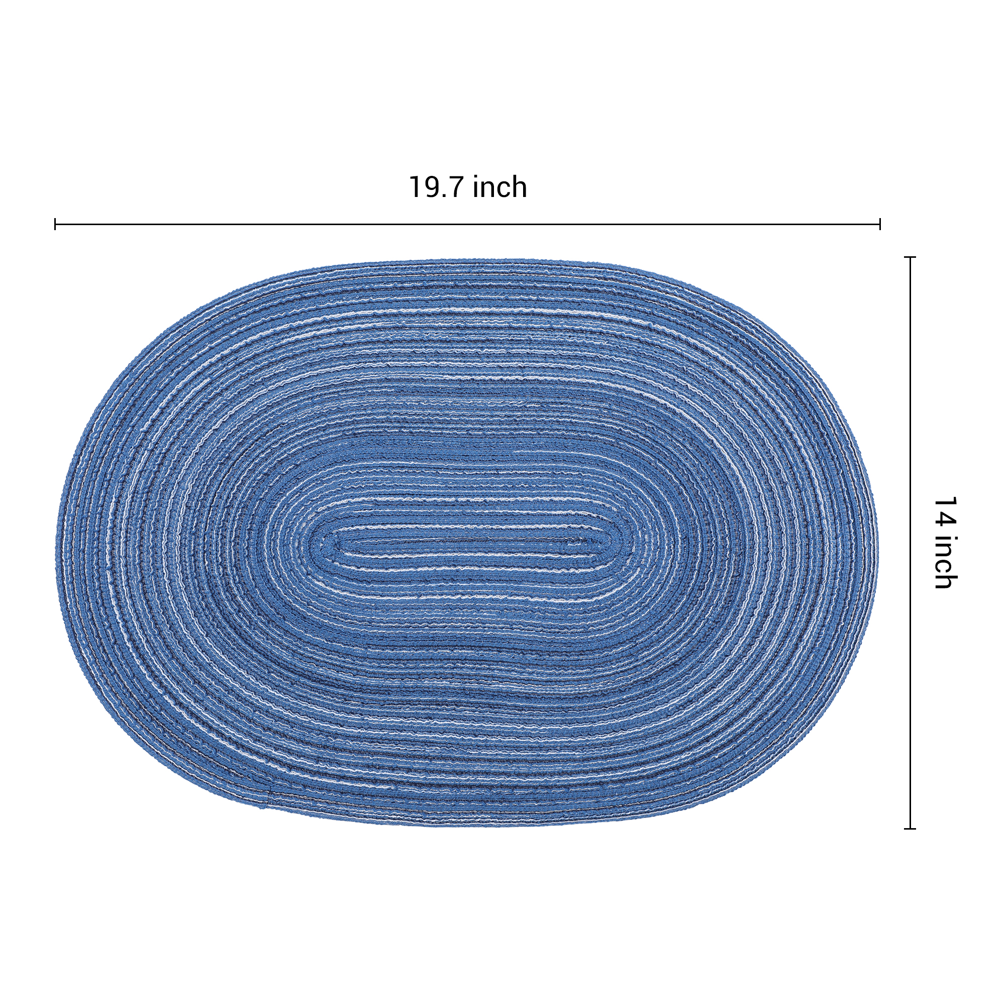 REGALWOVEN Farmhouse Placemats Set of 6 Oval Placemats for Dining Table Decor Indoor Outdoor Kitchen Table Mat Wipe Clean Blue 19.7*14Inch