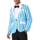 thumbnail image 4 of Blazer a rayas INSPIRE CHIC para el Día del Padre, chaqueta de traje de negocios de color contrastante de un solo botón para hombres, 2XL azul y blanco, 4 of 5