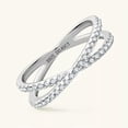 thumbnail image 4 of K-KED 0.4CTW. Moissanite Wedding Ring Sterling Silver 1.3mm Round X Half Eternity Band, 4 of 9