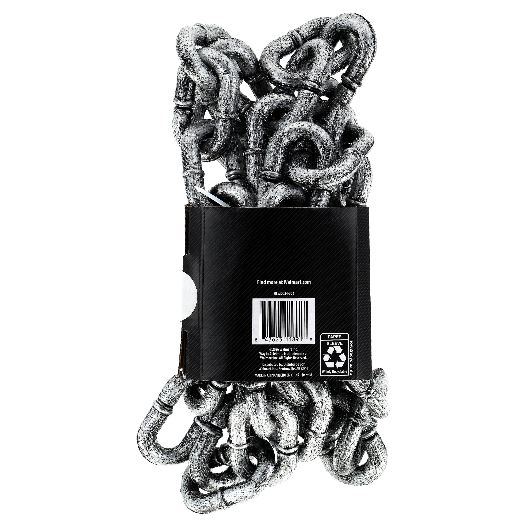 Chain Prop Decoration, Silver, 6', Halloween by Way To Celebrate